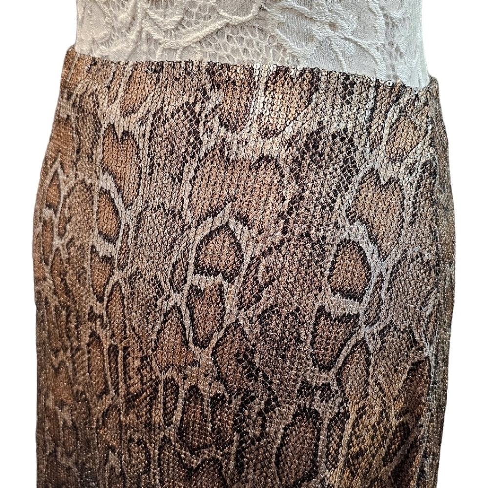 Zara Snakeskin Python Sequined Full Length Skirt … - image 7